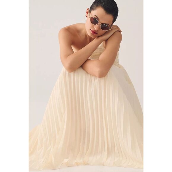 New Anthropologie Forever That Girl One-Shoulder Pleated Dress Size Small - Picture 5 of 16